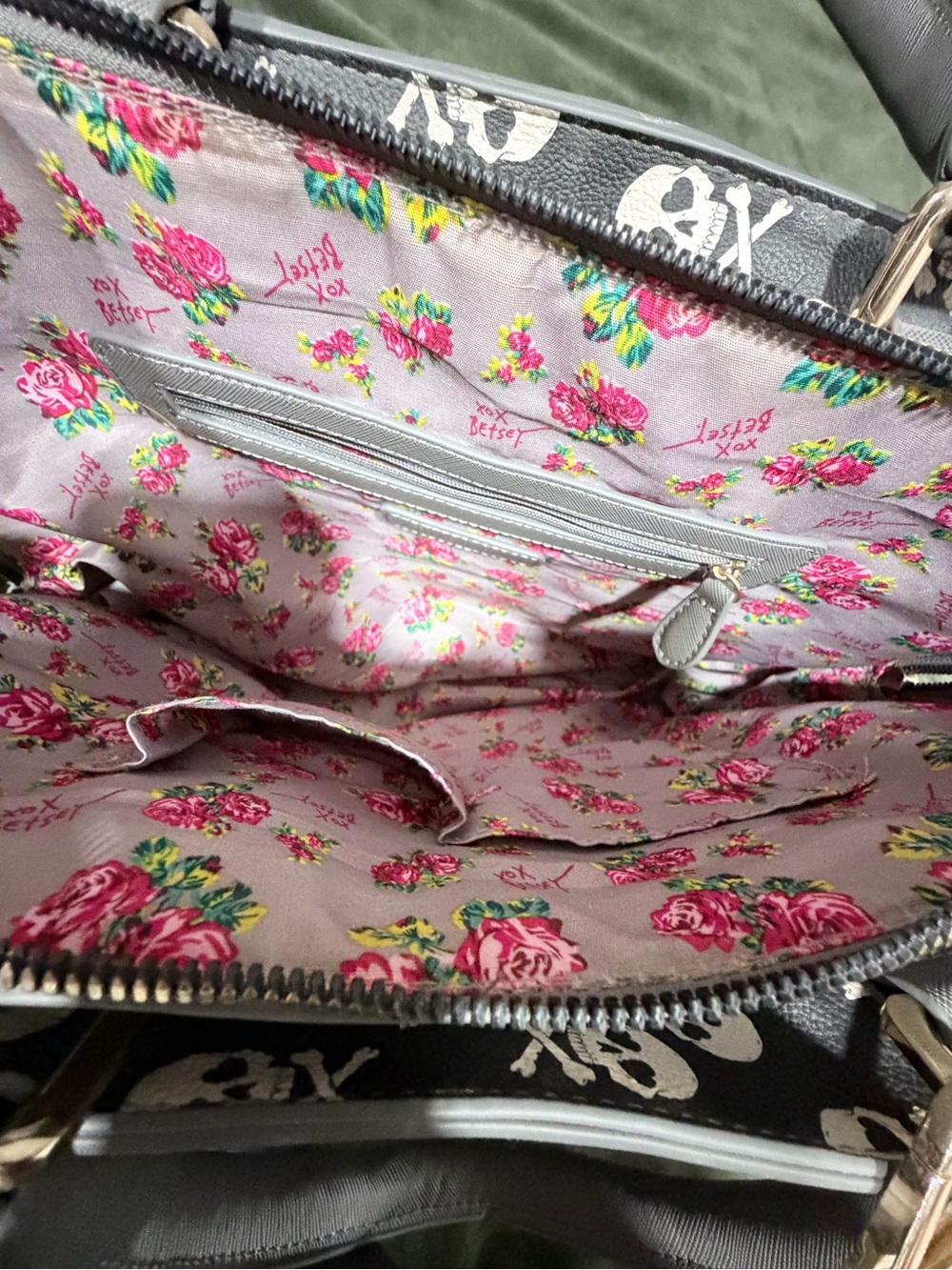 Betsey Johnson Gray Skull-Embossed Laptop Tote - Picture 5 of 9